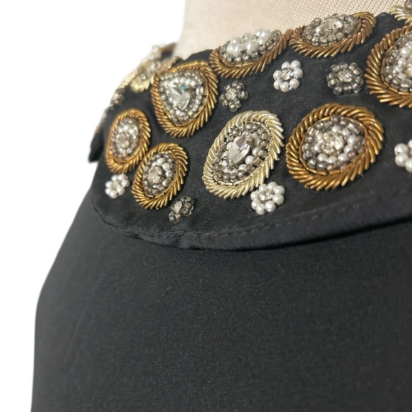 Alice + Olivia, Embellished Black Top with Beaded Collar - Picture 3 of 8